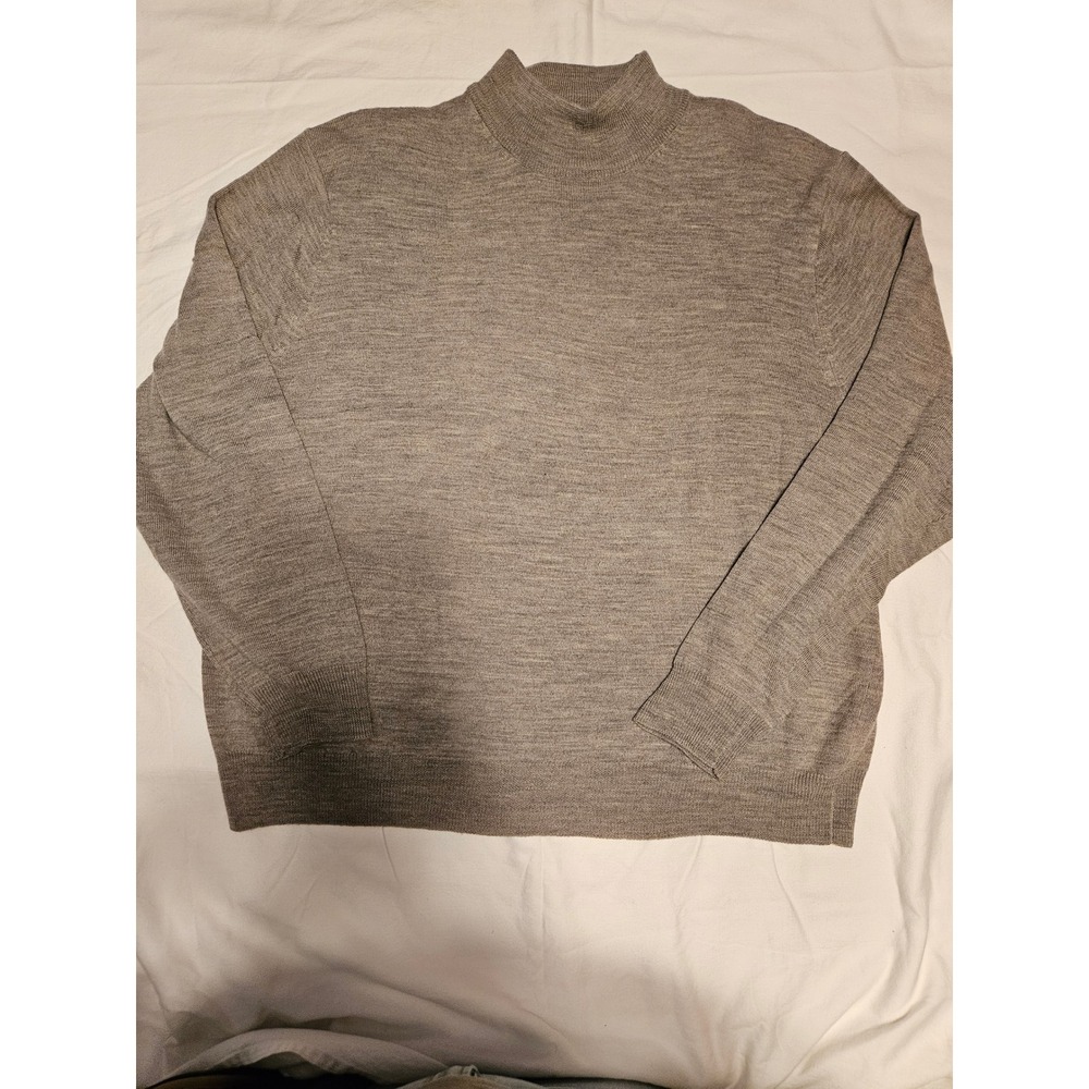 Club Room Mens Mock Neck Sweater Heathered Gray Long Sleeve Knit Pullover Merino